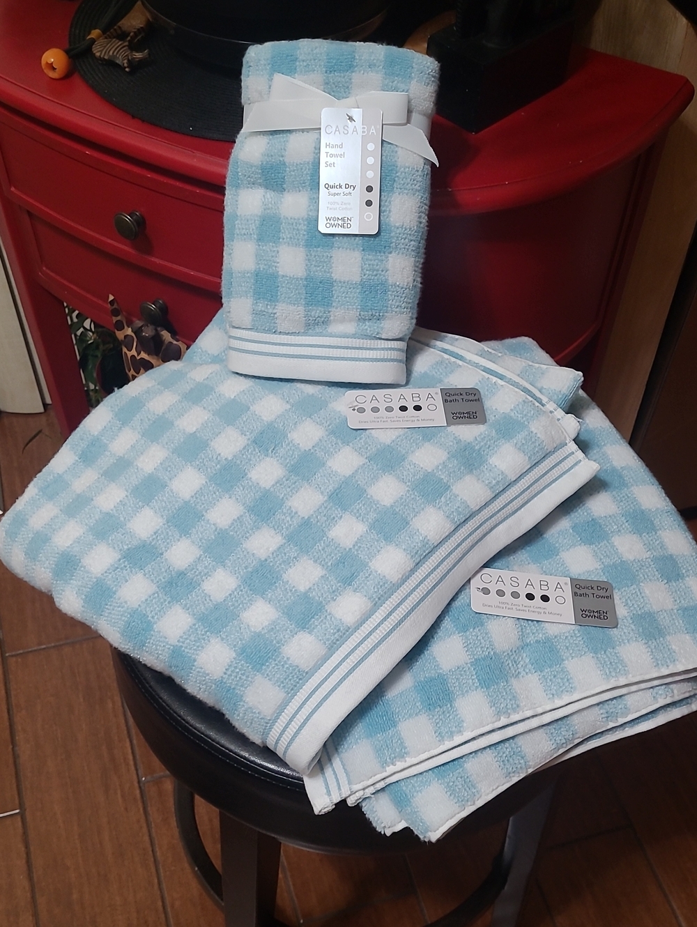 CASABA Gingham Bath Towel Set